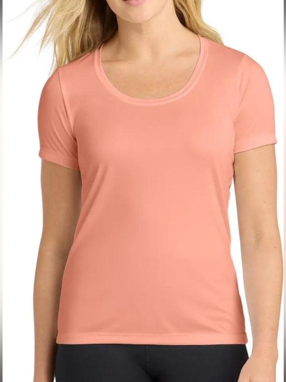 Athleta Stratus II Lightweight Tee Coral Pink Short Sleeve Top Size Medium